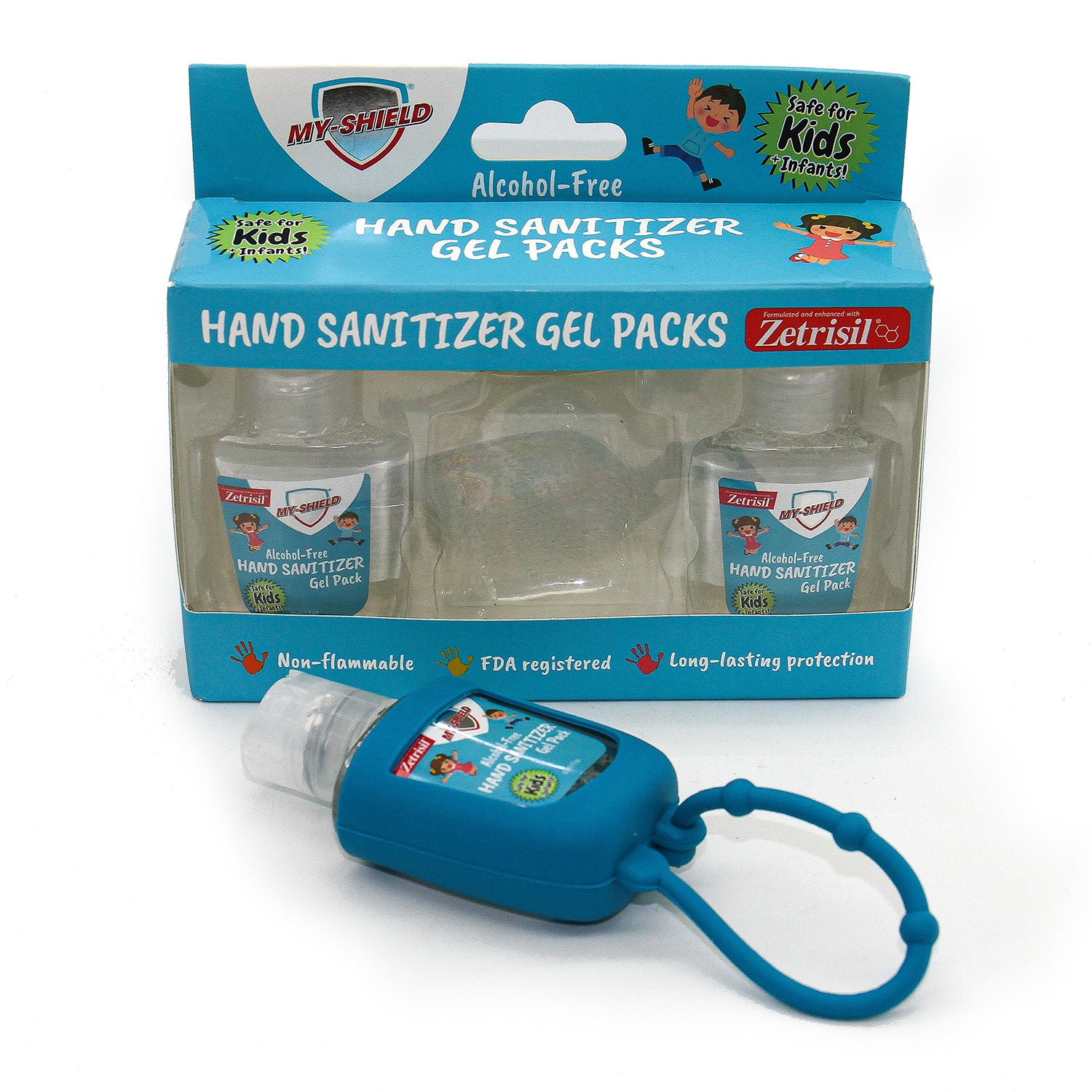My-Shield® Hand Sanitizer Gel Kid's 3-Pack (3 x 1 oz) with holder
